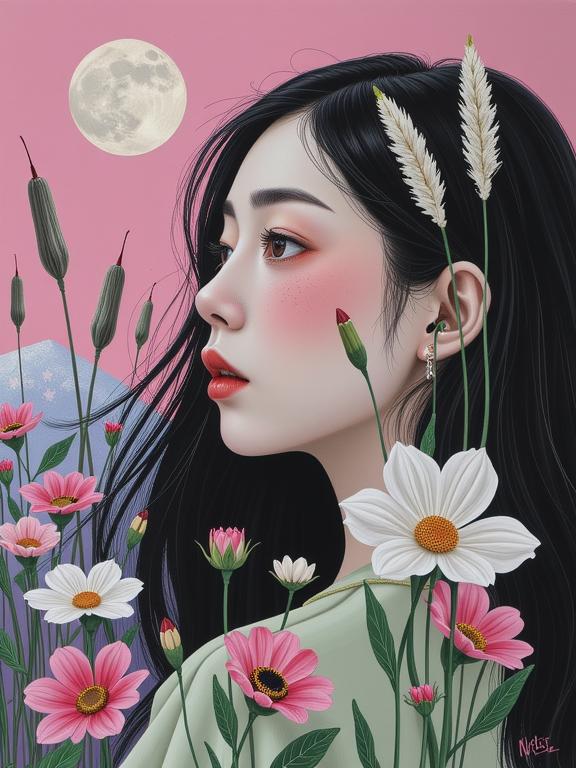 portrait art by Jamie Hawkesworth , scene art, epic Pencil painting, Shin Hanga
