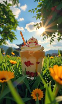 colorful Technical illustration, Golden ratio, POV shot of a traditional Hungarian parfait , it is very S and Draconian