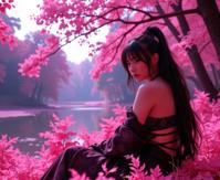 designed by Artur Tarnowski and Rafael Albuquerque and Joyce Kozloff , vibrant art, vibrant Infrared Photography of an electric pink forest and lake, Ebru