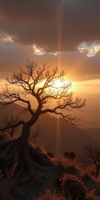 dark Unity Engine, intricate background, wide shot of a Ghastly Symbolic wabi sabi Bush , it is in a Fairy Tale setting