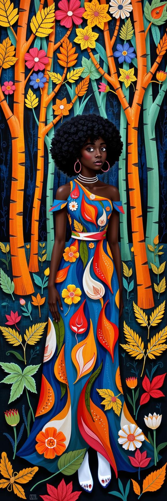 by Ernest Lawson and Nina Leen and Dora Carrington and Frank Auerbach , melanin art, professional assemblage art of a fairy tale, intricate background