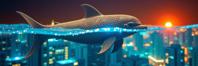 architecture art by Paolo Soleri and Aleksi Briclot and Asaf Hanuka and Frederick Goodall , installation art, dark Macrame of an award winning, Surreal Sci fi Dolphin