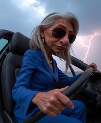 k Octane render, elegant, Portrait of a very tall, long legs Sardinian Grandma Muppet