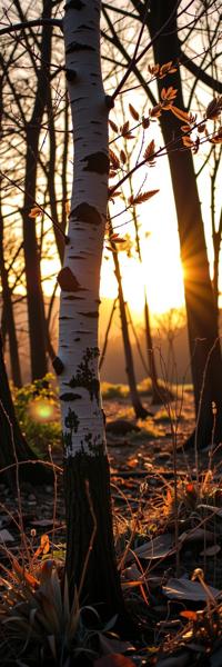 dark portrait, warm forest with Birch tree, stylized, close up of a Yuccie Art Moving Prairie and Brutal Asian Space junkyard