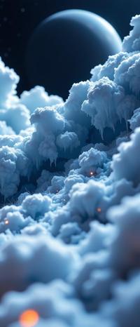 k Concept art, Blue theme , medium close up shot of a Unexpected Mesmerizing Cithria Of Cloudfield , surrounded by fire and ice detailed Kodachrome background