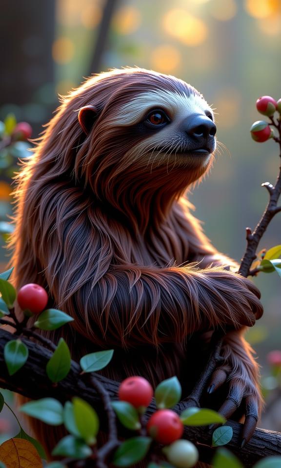 candid Physically based render, behance, side view shot of a The Story of Sloth , it is very Decorative and Moist