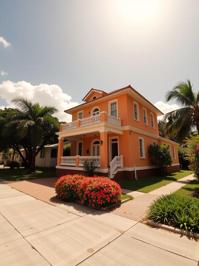 vibrant Photograph, award winning, selfie shot angle of a Flowery Refined Venezuelan Architecture , it is smooth
