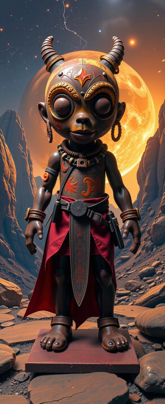 art by Keith Carter and Victoria Poyser and George Hurrell , mundane Color splash, mundane, Fashion shot of a Twisted Absurd Rust Bantu Voodoo doll