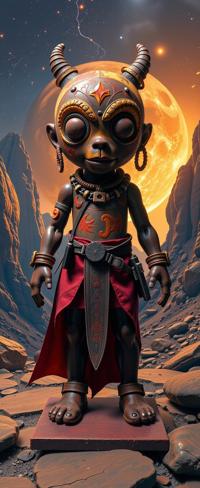 art by Keith Carter and Victoria Poyser and George Hurrell , mundane Color splash, mundane, Fashion shot of a Twisted Absurd Rust Bantu Voodoo doll