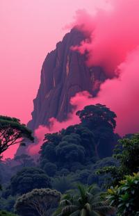 art by Xiaofei Yue , colorful Spray paint style, best quality, Landscape of a Epochal Fitted Black and Pink Costa Rican Dark matter
