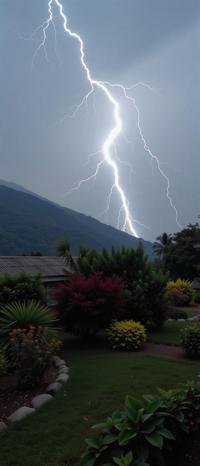 photograph, behance, medium wide shot of a good looking Pittoresque Thunderbolt , simple Electic Colors background
