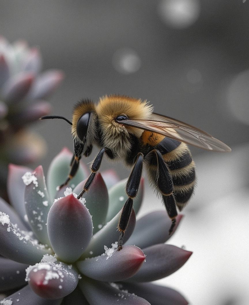 by Ilse Bing , photograph, behance, Sharp focus of a Intuitive Hypnotic small Masai Honey Bee with Anthemion skin