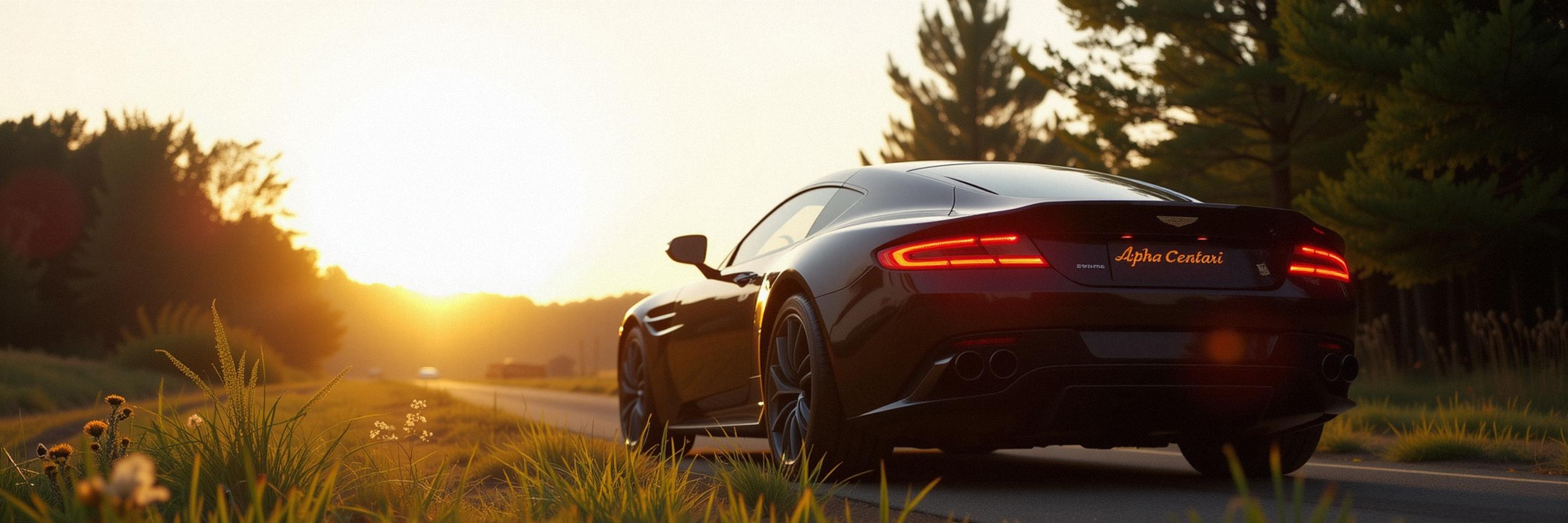 photograph, elegant, rear angle of a Deafening Mecha Tudor Aston Martin of Invasion , it is sleek