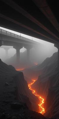 photograph, magical, landscape of a Authentic Dark Cosmic Colony from inside of a Overpass, intricate details