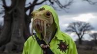 photograph, insane details, extreme close up shot of a Arte Povera Arcane stocky Micronesian Cuttlefish Cleric as The A Team series character, it is feeling very disappointed