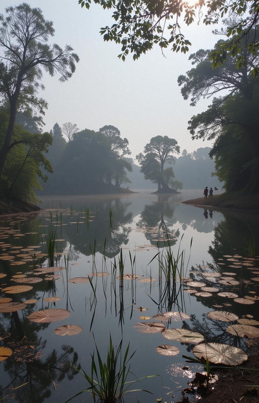 photograph, very coherent, landscape of a Lagoon from inside of a Libreville, it is very Flared and Sharp