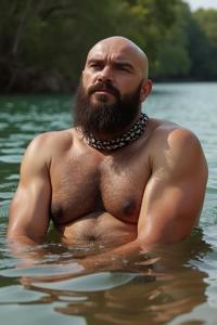 leopard, photograph, best quality, extreme wide shot of a muscular Folk Marlon Brando