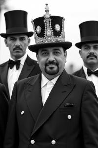 critic, photograph, Rule of Thirds, medium shot of a Delicate Crowned heavyset Moroccan King Salman bin Abdulaziz Al Saud