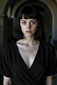 flock, photograph, Rule of Thirds, shoulder level shot of a Vanitas Cursed athletic Bauhaus Brittany Murphy