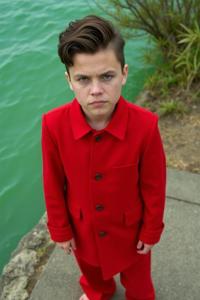 frown, photograph, beautiful, high angle shot of a small Cosplayer Jason Bateman Music critic