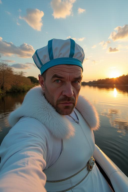 mixed, photograph, Golden ratio, selfie shot angle of an in a very Unappetizing White and Silver Syrian Titanium Kilts