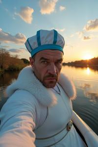 mixed, photograph, Golden ratio, selfie shot angle of an in a very Unappetizing White and Silver Syrian Titanium Kilts