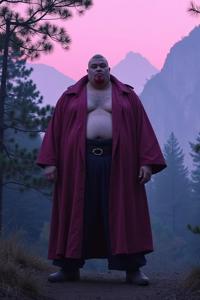 stage, photograph, Depressing, medium shot of a morbidly obese Asian Exorcist male version of Shawnee Smith