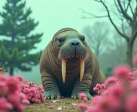designed by Edwin Lord Weeks and Elke Vogelsang , photograph, hyper detailed, low angle shot of a Walrus