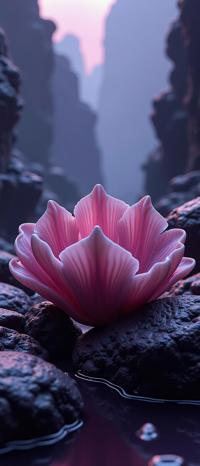 photograph, Rule of Thirds, soft focus of a Health Goth Art Vile Giant Clam , complex dark pink and Lavender background