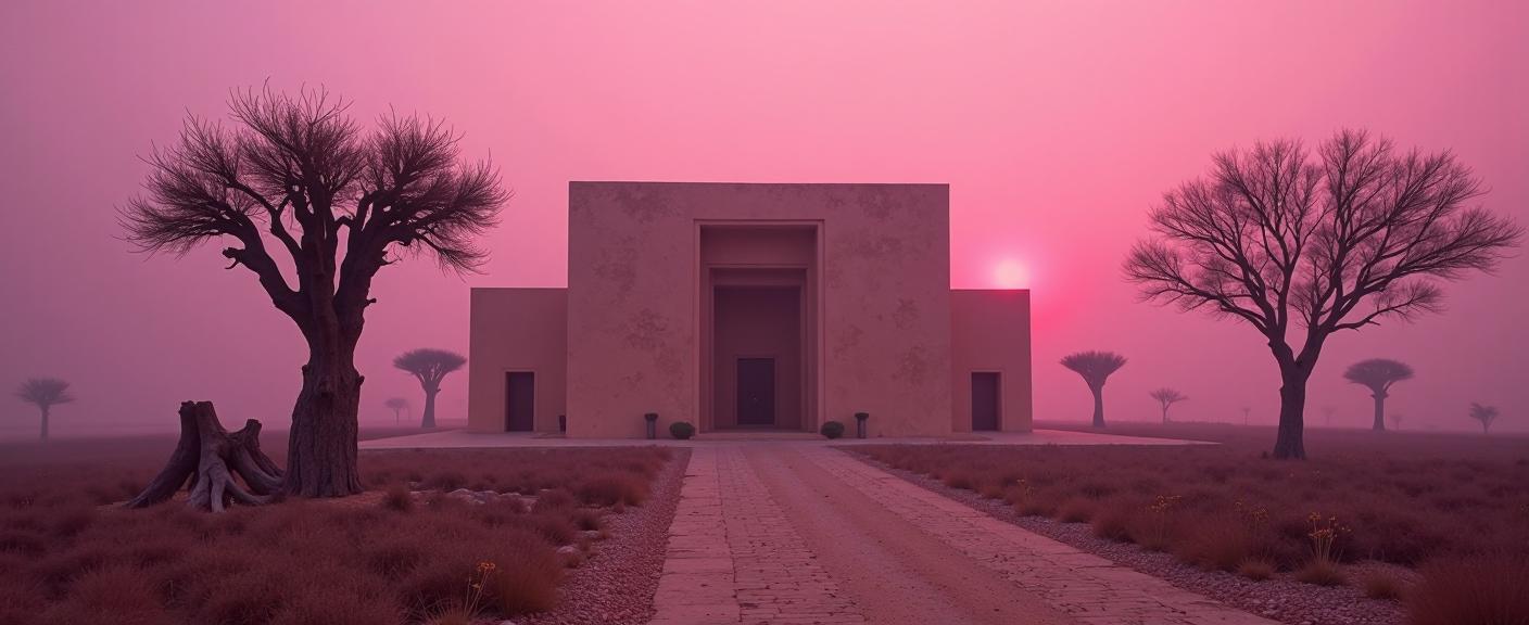 designed by Sally Mann and JeeYoung Lee and Archillect , photograph, elegant, Fashion shot of a Gritty Labyrinthine Berber Temple