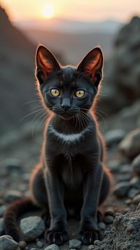 photograph, stunning, upper body shot of a noir Mecha Abyssinian Kitten , Inconsiderate Netherlands in background