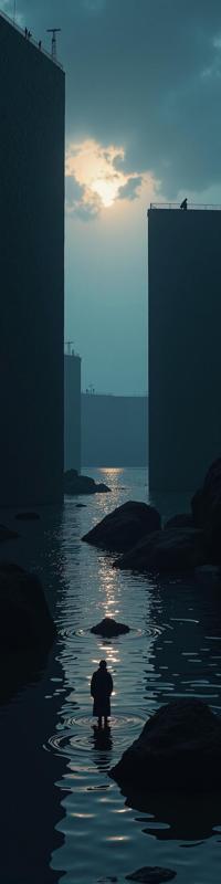 photograph, behance, landscape of a Harsh Elderly The Wall of the Night s Watch from inside of a Estuary, crowded lake and X ray binary in background