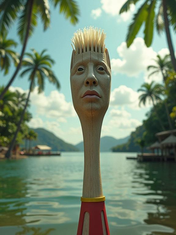 designed by Gerda Taro and Noell Oszvald and Richard Misrach and Jerry Schatzberg , photograph, Movie concept art, angle from below of a South American Toothbrush of Study