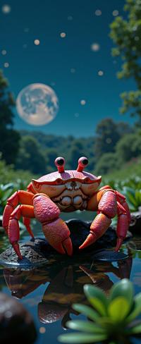 photograph, hyper detailed, modelshoot style shot of a Decorator Crab wearing a Gloves, it is very S and Iridescent