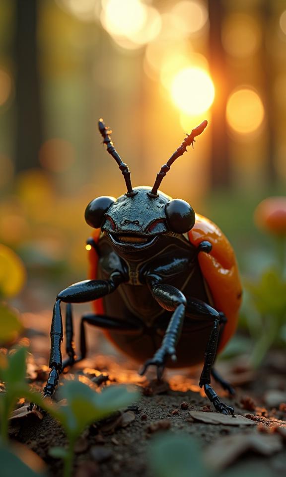 photograph, Political cartoons, High exposure of a anthropomorphic June Bug , it is very Signature and Pitiful