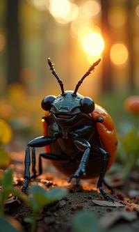 photograph, Political cartoons, High exposure of a anthropomorphic June Bug , it is very Signature and Pitiful
