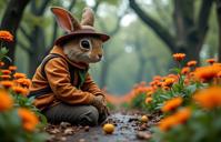 Alice s Adventures in Wonderland universe, by Gaetano Pesce , photograph, dense blossoms and vegetation