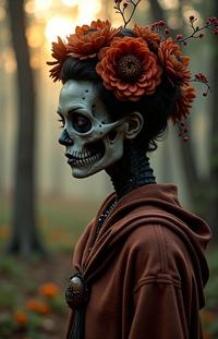 Avatar universe, photograph, copper theme , shoulder level shot of a Industrial Art Exquisite y o slender Tunisian Female Undead