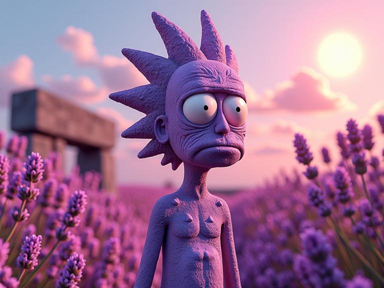 Rick and Morty universe, stylized by Julian Opie , photograph, hyper detailed
