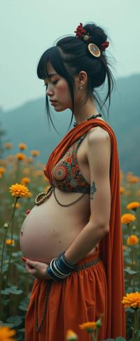 Alien universe, photograph, surreal, Landscape of a thin Gypsy Linh