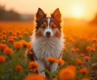 Lord of the Rings universe, photograph, concept art, hip level shot of a Shetland Sheepdog Puppy