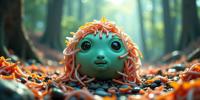Fifth Element universe, photograph, nightmare fuel, ground level shot of a Mint and Coral Korean slaw