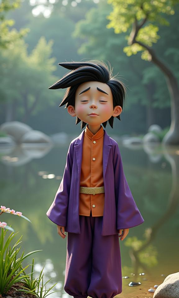 Rick and Morty universe, photograph, behance, medium shot of a Lifelike Injured tiny Tang Dynasty Moon Jae in Envoy