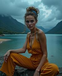 Doom universe, photograph, surreal, Long exposure of a skinny European Claudia Schiffer