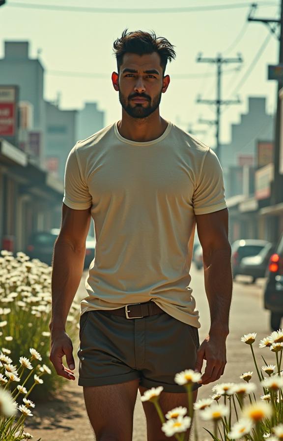 Blade Runner universe, photograph, concept art, shoulder level shot of a Tropical Unattractive heavyset South American Hassan