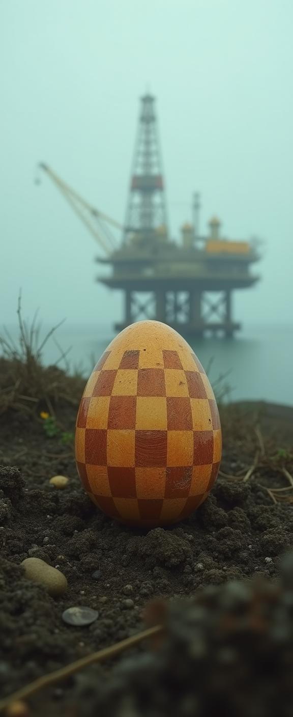 photograph, fairy tale, Full length frame of a Dorky lower class Puerto Rican boiled egg , it is engraved with Checkerboard and Geeky patterns