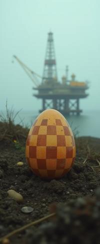 photograph, fairy tale, Full length frame of a Dorky lower class Puerto Rican boiled egg , it is engraved with Checkerboard and Geeky patterns