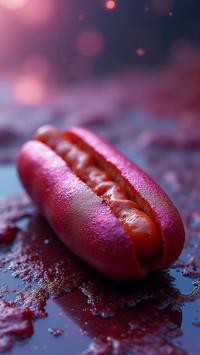 Food, photograph, highly detailed, high angle shot of a Armored Semi Abstract Scarlet