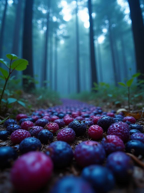 Food, photograph, Fairy Tale, ground level shot of a Maxed Moving Contemporary boysenberries of Protection