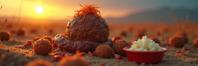 Food, art by Geof Kern and Caras Ionut and Nina Leen and Toni Frissell , photograph, hyper detailed